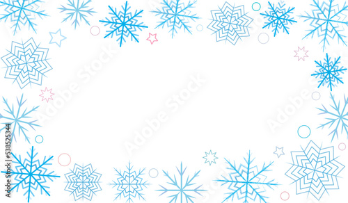  beautiful winter background with blue snowflakes on a light background