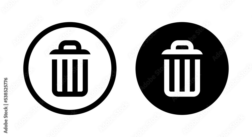 Recycle bin, garbage, trash can icon vector isolated on circle background Recycle bin, garbage, trash can icon vector isolated on circle background