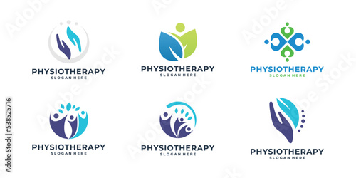 set of healthy people logo design. health care logo collection.