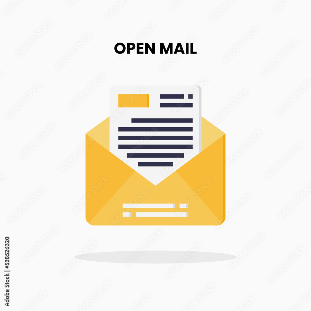 Open Mail flat icon. Vector illustration on white background. Open Mail flat icon. Vector illustration on white background.