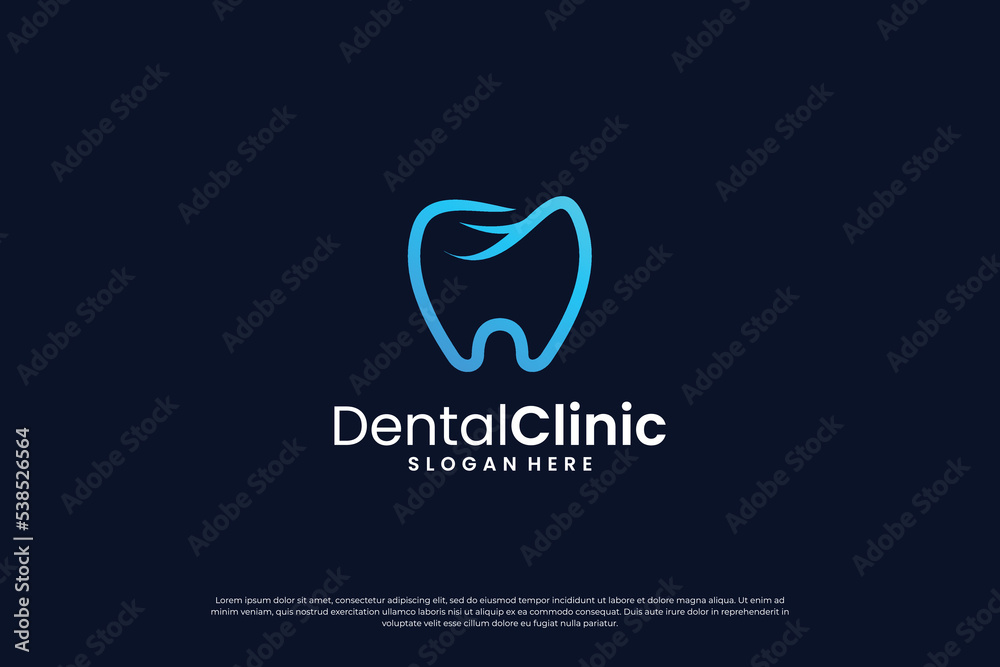 Creative dental clinic logo design with tooth shape and gradient color. Creative dental clinic logo design with tooth shape and gradient color.