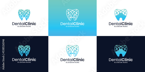 set of creative dental clinic logo design. tooth symbol concept, dentistry logo template.