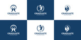 Set of education and graduation emblem logo design.