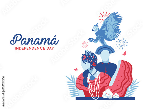 VECTORS. Editable banner for Panama Independence Day and patriotic events, November, folklore, national bird, national flower