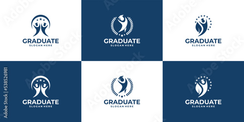 Set of education and graduation emblem logo design.