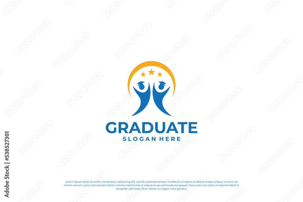 Creative student graduation logo design template. Education logo with abstract human logo concept.