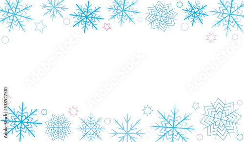  beautiful winter background with blue snowflakes on a light background