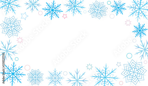  beautiful winter background with blue snowflakes on a light background