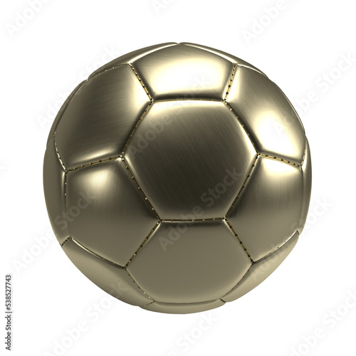 Isolated Gold Metallic Football on White Background. 3d Illustration Render.