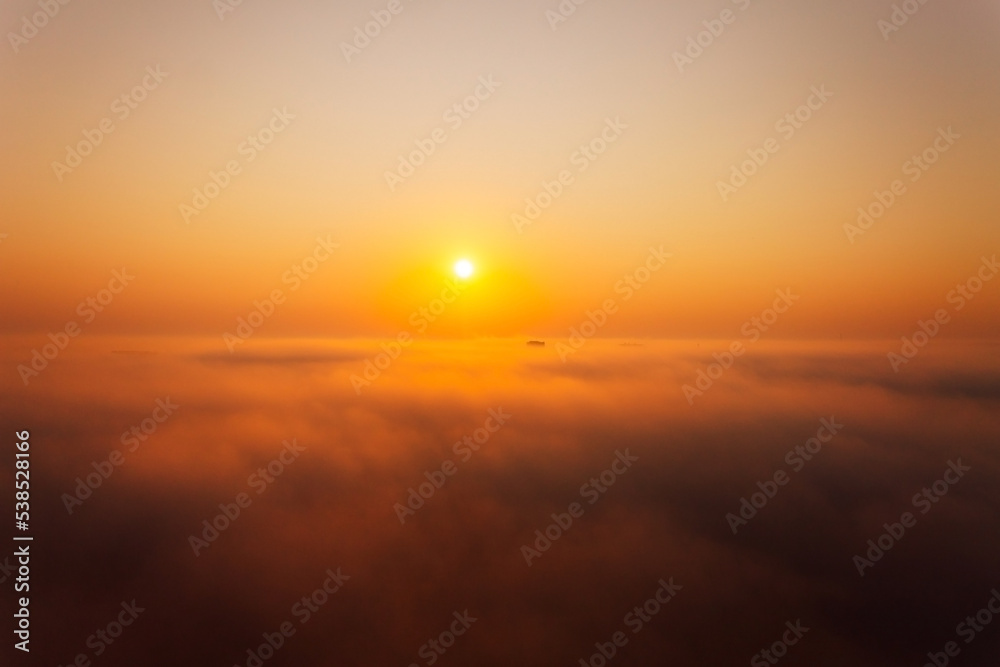 Aerial view of fog over the city Aerial view of fog over the city