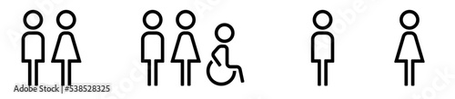 Restroom icons representing men, women and wheelchairs photo