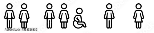Restroom icons representing men, women and wheelchairs