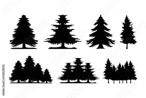 pine tree silhouette logo fir tree vector icon collection.