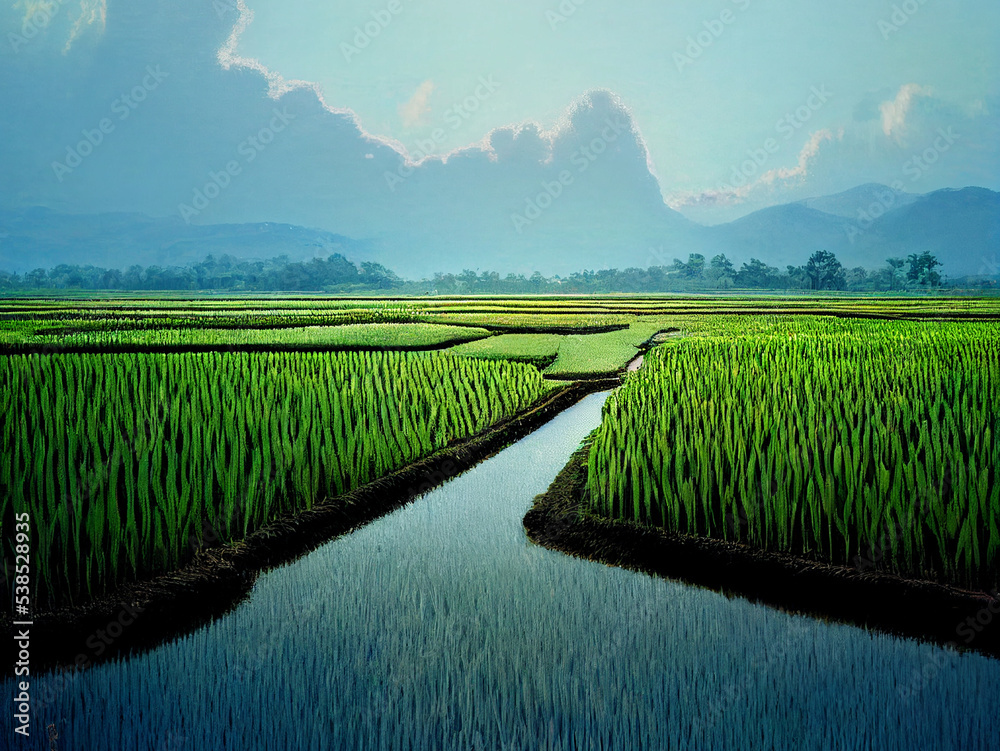 custom made wallpaper toronto digitalRice plantation in Asia. Extensive rice fields.