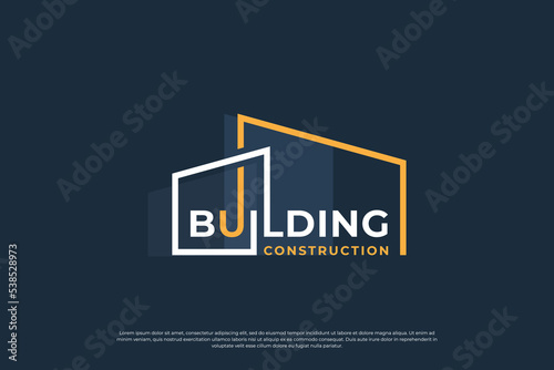 house construction logo design with word mark and typography art vector.