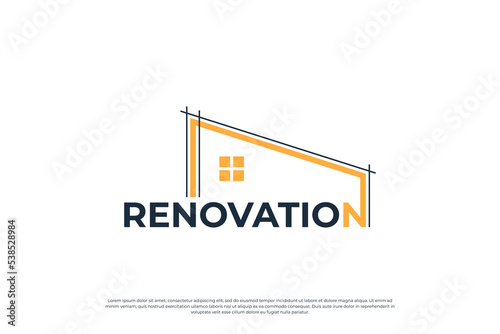 house construction logo design with word mark and typography art vector.