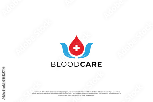 minimalist blood donation logo design concept.