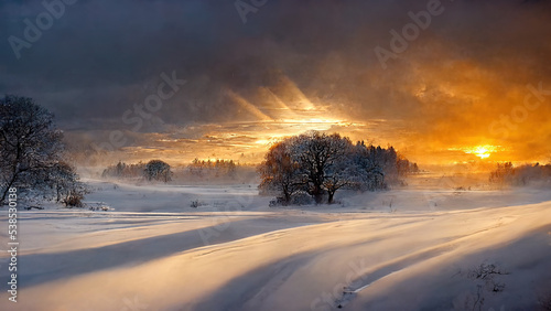 Wonderful Christmas landscape. Ai render. © writerfantast