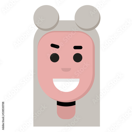 flat style character with black choker, blond hair. long hair and hairstyle. Girl