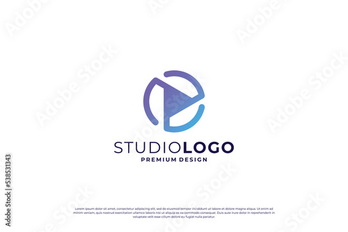 Play music logo design illustration.