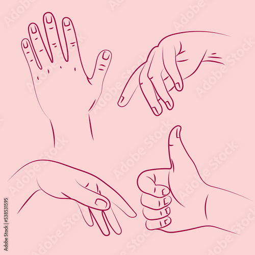 hands vector set care okey gestures