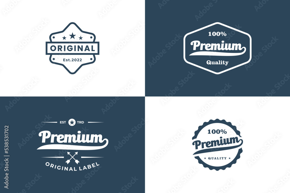 Set of premium quality label logo design. Vintage label template.