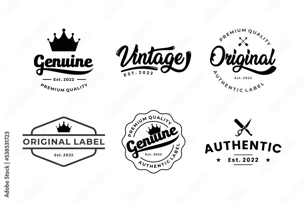 Set of premium quality label logo design. Vintage label template.