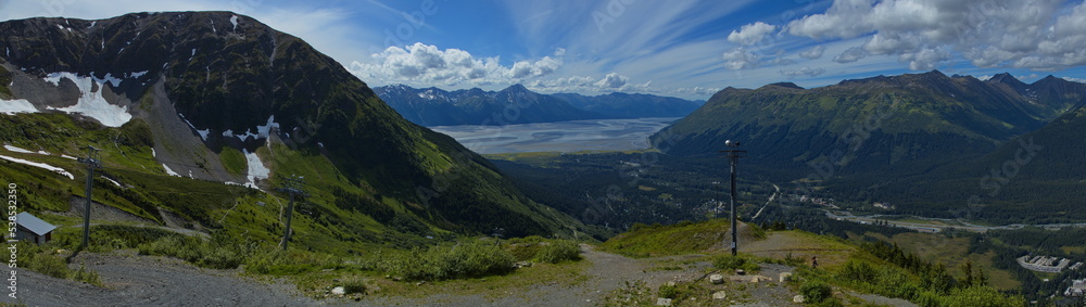 View from upper station of Mt.Alyeska Tram at Girdwood in Alaska,United States,North America

