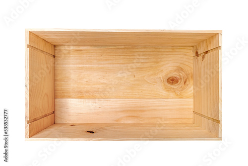 top view of wood storage box isolated on white background