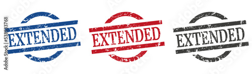 Extended stamp. extended round isolated sign. extended label set