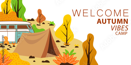 vector autumn vibes camp background