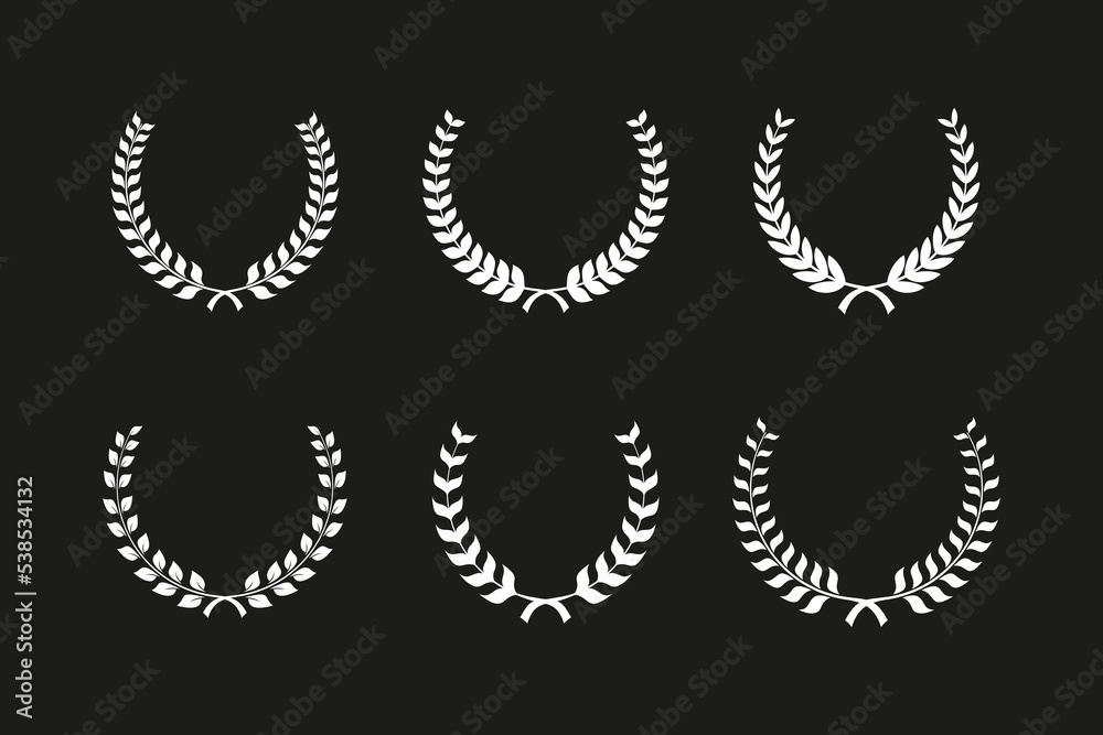Set of laurel wreath for Best nominee award, champion award, and anniversary event Set of laurel wreath for Best nominee award, champion award, and anniversary event