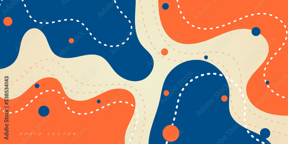 Trendy premium colorful wavy abstract background with gradient blue and orange soft color on background. Eps10 vector