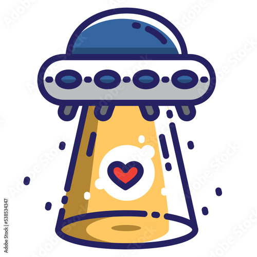 alien spaceship abducts hearts icon