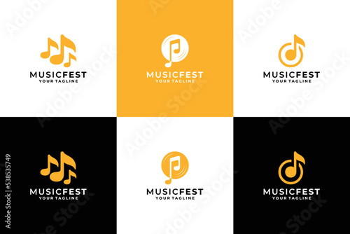 Set of music logo design collection. Audio player element design.