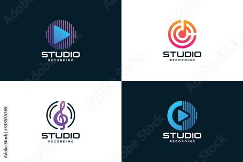 Set of music logo design collection. Audio player element design.