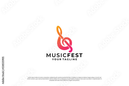 Simple music studio logo design template.