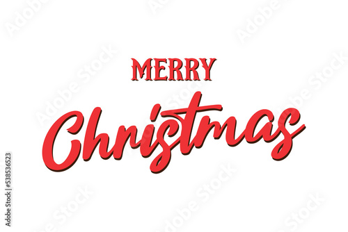 merry christmas red hand lettering inscription to winter holiday design, calligraphy vector illustration