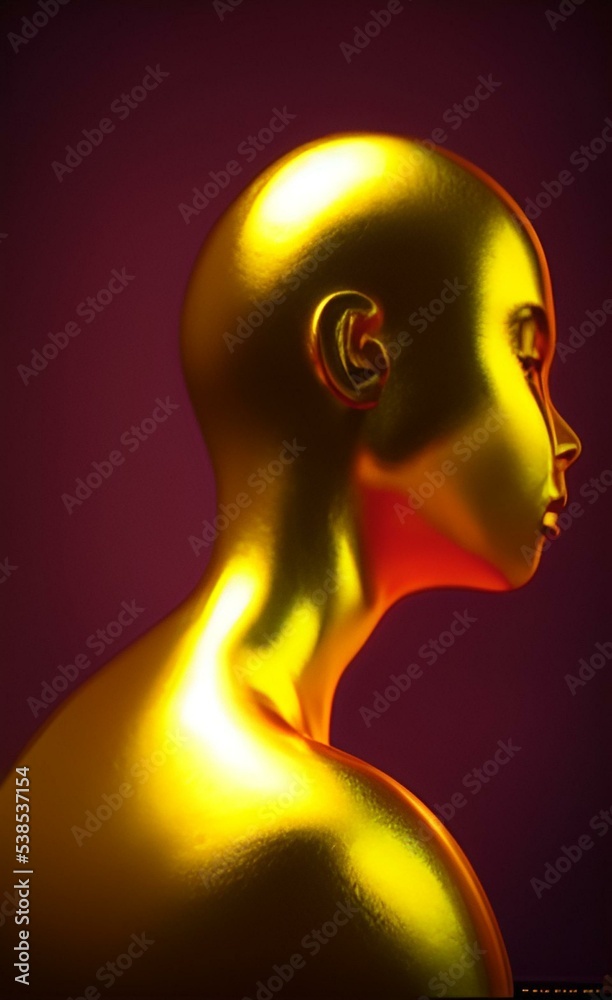 A human statue made of gold