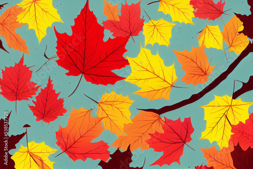 Autumn leave white background copy space digital 3D illustration © OwlSpiRing