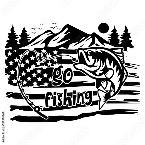 Go Fishing with Bass Fish Silhouette