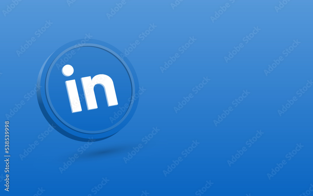 3d linkedin logo isolated on blue background . linkedin circle button