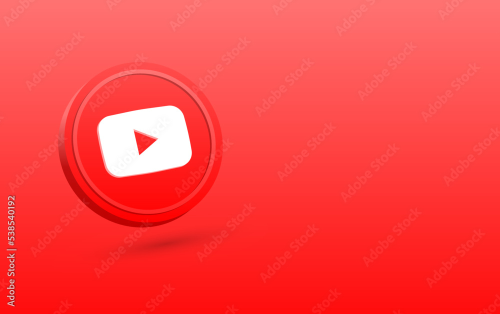 3d youtube logo isolated on blue background . youtube subscribe circle