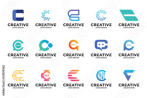 Set of creative initial letter C logo design. Collection of letter C logotype.