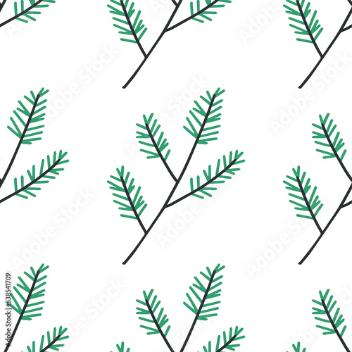 Fototapeta Naklejka Na Ścianę i Meble -  Fir branches pattern in modern scandinavian style in vector. Abstract nordic geometric design for winter decoration interior, print posters, greeting card, business banner, wrapping.