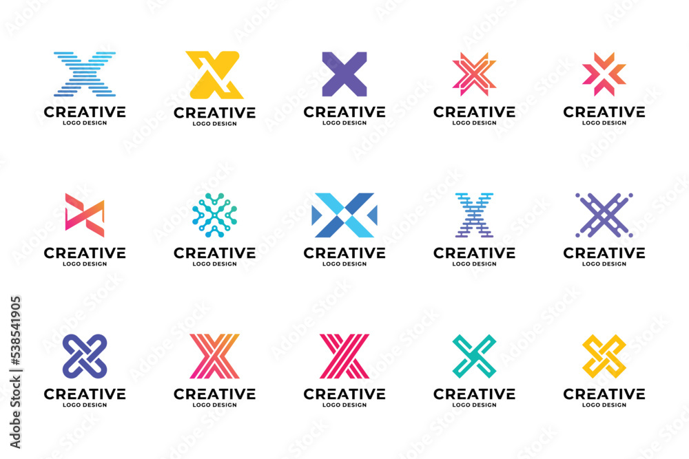 Set of initial letter X logo design inspiration. Creative letter X logotype collections. Set of initial letter X logo design inspiration. Creative letter X logotype collections.