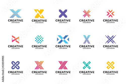 Set of initial letter X logo design inspiration. Creative letter X logotype collections.