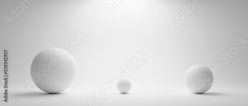 3d render of a white spheres with copy space on a grey background.