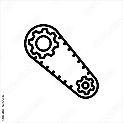Timing Belt Icon, Non Slipping, Toothed Mechanical Drive Belt