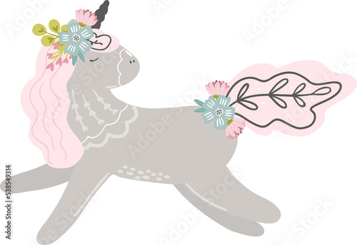 Baby cute scandinavian hand drawn unicorn clipart